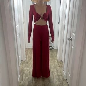 Elegant Red Women's Jumpsuit